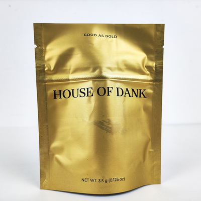 Mua Matt Golden Mylar Stand Up Bags Soft Touch Zipper Mylar Weed Bags 3.5g online manufacture