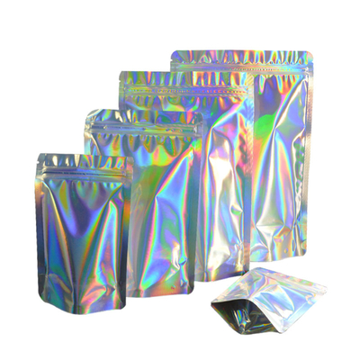 Mua In tùy chỉnh Holographic Stand Up Pouch Mylar Zipper Bags Một mặt sạch cho thực phẩm online manufacture