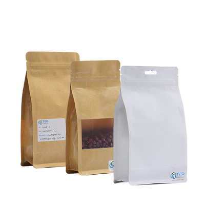 Mua 250G Doypack White Kraft giấy túi cà phê đáy phẳng Kraft túi cà phê với cửa sổ online manufacture