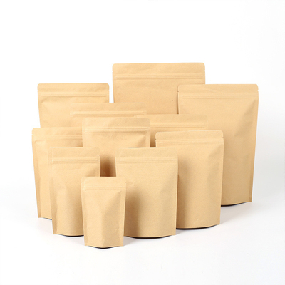 Mua Hỗn hợp tái chế Biodegradable Stand Up pouches Kraft Paper Zipper Bag 70g online manufacture