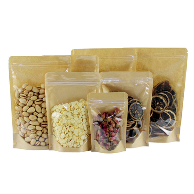 Mua Giấy tái chế Biodegradable đứng lên túi cửa sổ trong suốt màu nâu với khóa khóa online manufacture