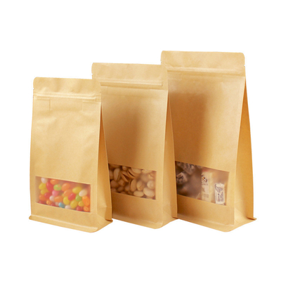 Mua Quảng vuông đáy 140mico Biodegradable Kraft túi với cửa sổ online manufacture