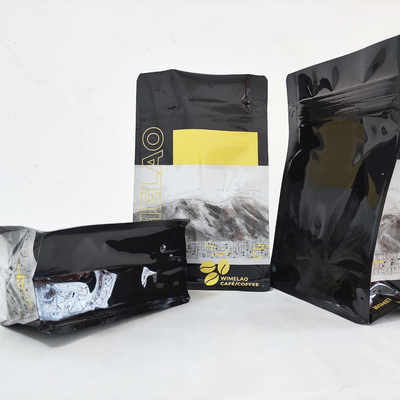 Spot UV Aluminum Foil Coffee Bean Packaging Bags Flat Bottom With Valve (Bộ bao bì hạt cà phê bằng nhựa)