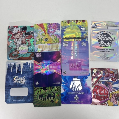 Màu sắc Holographic đứng lên túi cỏ cỏ bao bì túi với khóa khóa