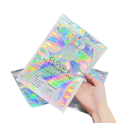 Mylar Holographic Stand Up Pouch Packaging Ba mặt Seal Bags với Zipper