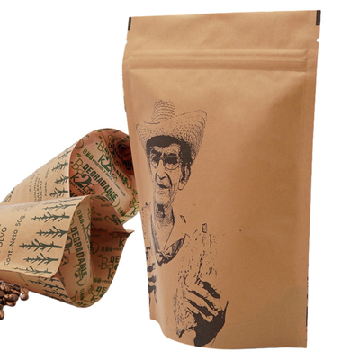 Laminated Plastic Stand Up Bag Zip Lock Thực phẩm khô Chất phân hủy sinh học Thẻ giấy kraft