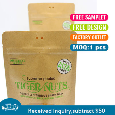 Biodegradable Eco Friendly Stand Up Bags Zipper / Hỏa kín được tái chế